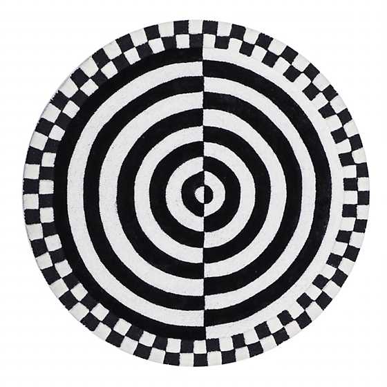 Concentric Circle Black 3' Round Rug