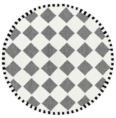 Houndstooth Check Diamond 6' Round Rug mackenzie-childs Panama 0