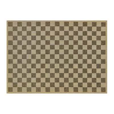 Black Check 5' x 8' Indoor/Outdoor Rug mackenzie-childs Panama 0