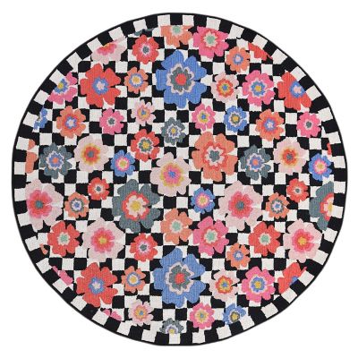 Checked Dolce Vita 6' Round Indoor/Outdoor Rug mackenzie-childs Panama 0