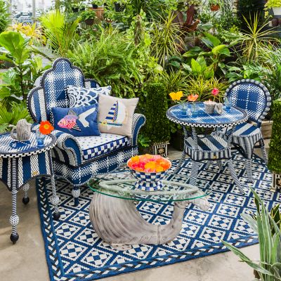 Mackenzie Childs VILLA GARDEN Indoor/Outdoor Area RUG 2' X 3' NEW $75 m19-2 