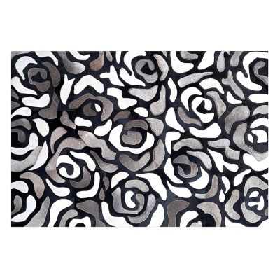 Abstract Roses Hair on Hide Grey 5' x 8' Rug mackenzie-childs Panama 0