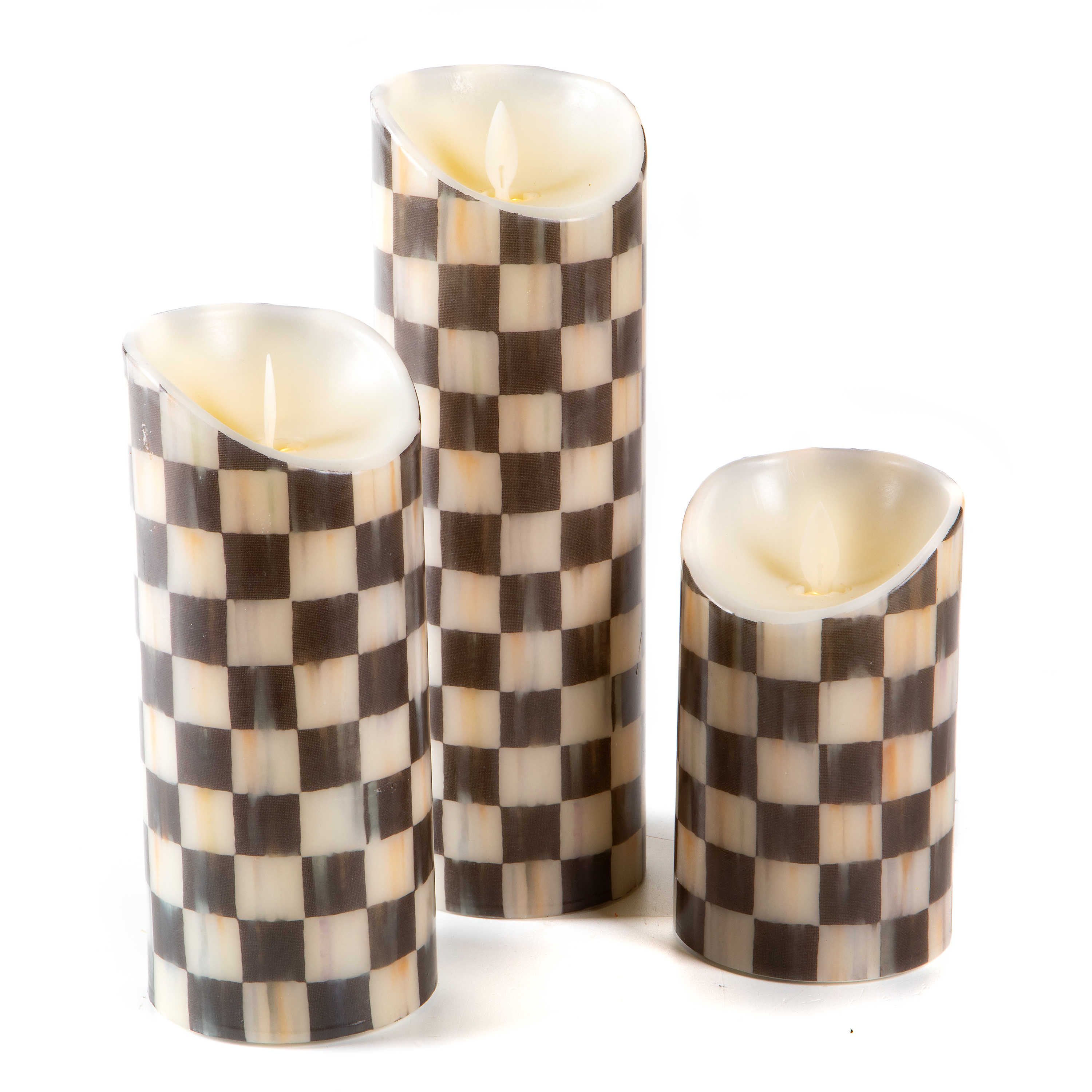 Courtly Check Flicker Candles - Set of 3 mackenzie-childs Panama 0