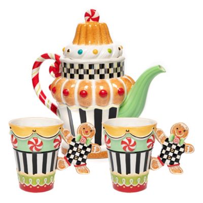 MacKenzieChilds Candy Cottage Mug and Teapot Set