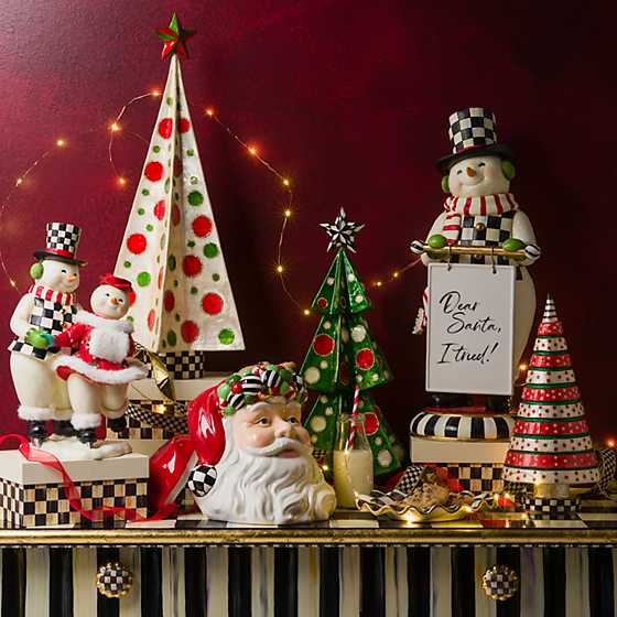 Brand New MacKenzie-Childs 14" Ceramic Night Cap Santa Cookie Jar Christmas 