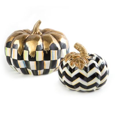 MacKenzie-Childs | Black & White Chevron Pumpkin - Small