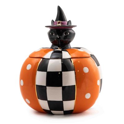 Black Cat Lidded Pumpkin Dish mackenzie-childs Panama 0