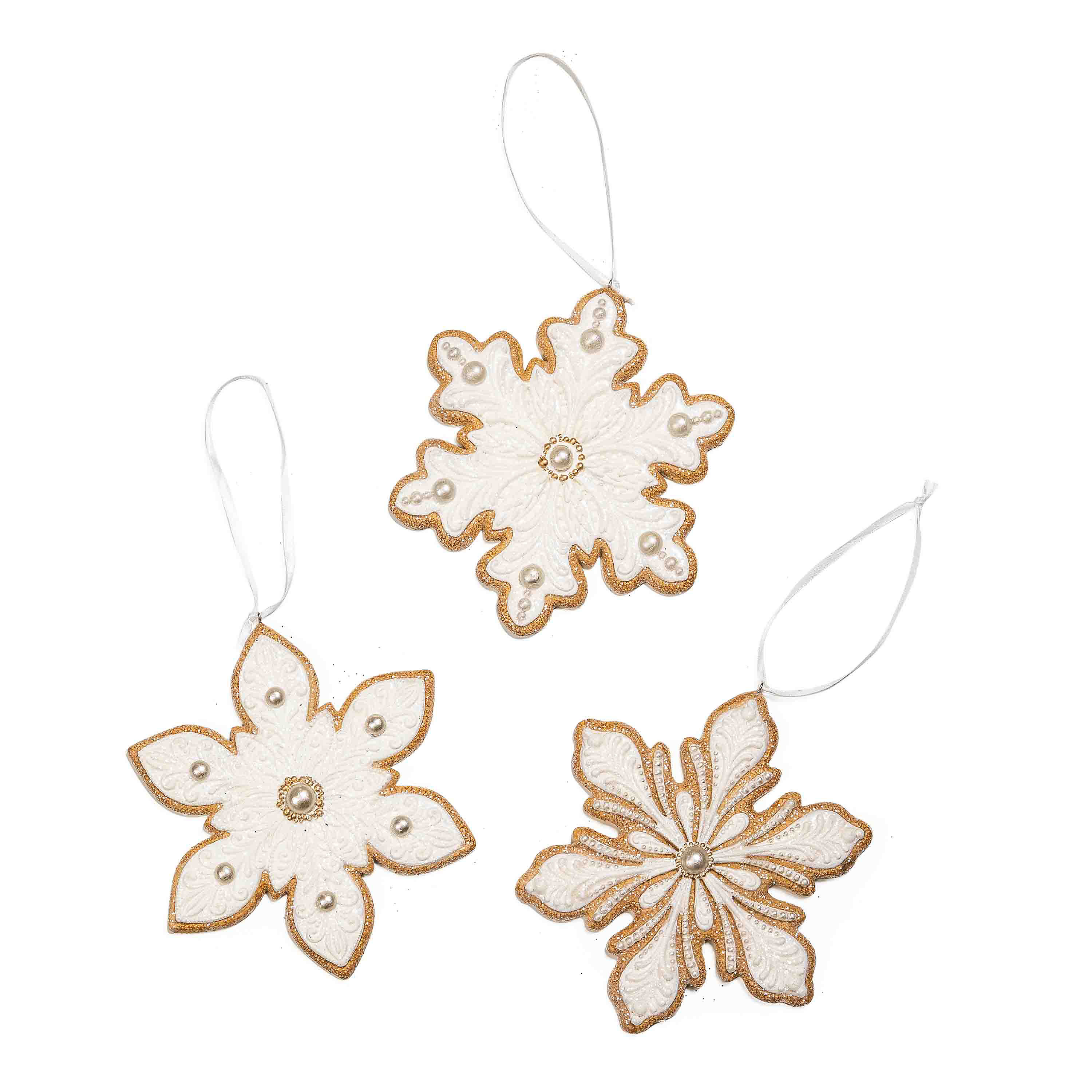 Gingerbread Snowflake Ornaments, Set of 3 mackenzie-childs Panama 0