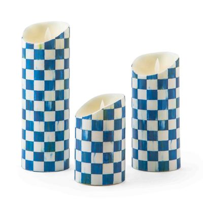 Royal Check Flicker Candles - Set of 3 mackenzie-childs Panama 0