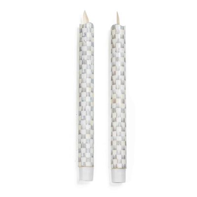 Sterling Check Flicker Dinner Candles, Set of 2