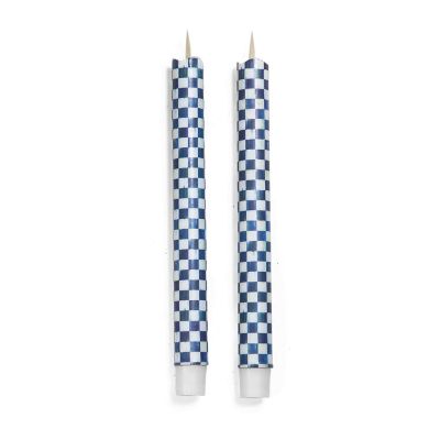 Royal Check Flicker Dinner Candles, Set of 2