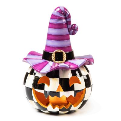 Illuminated Happy Jack Pumpkin with Purple Hat mackenzie-childs Panama 0