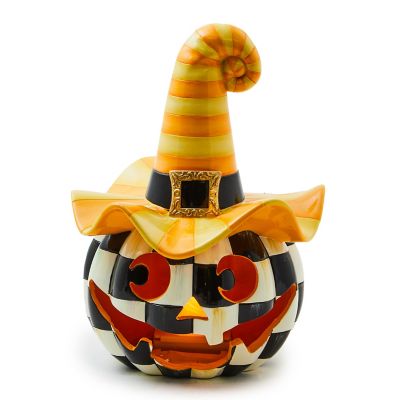 Illuminated Happy Jack Pumpkin with Yellow Hat mackenzie-childs Panama 0