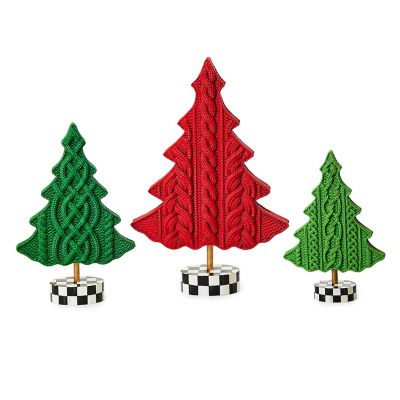 Cozy Christmas Cable Knit Trees, Set of 3 mackenzie-childs Panama 0