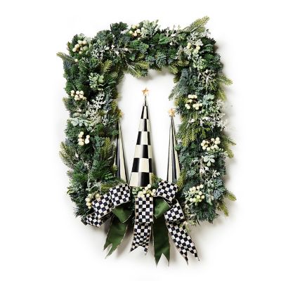 Farmhouse Holiday Illuminated Rectangle Wreath mackenzie-childs Panama 0