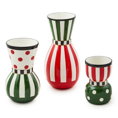 Red & Green Ceramic Vases, Set of 3 mackenzie-childs Panama 0