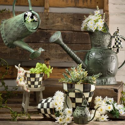 Mackenzie Childs Funny Bunny Pot Climber White