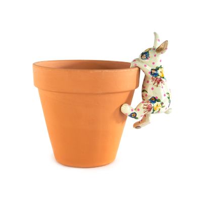 Mackenzie Childs Funny Bunny Pot Climber White