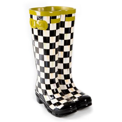 Courtly Check Wellies Planter mackenzie-childs Panama 0