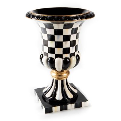 Courtly Check Pedestal Tabletop Urn mackenzie-childs Panama 0