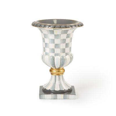 Sterling Check Pedestal Tabletop Urn mackenzie-childs Panama 0