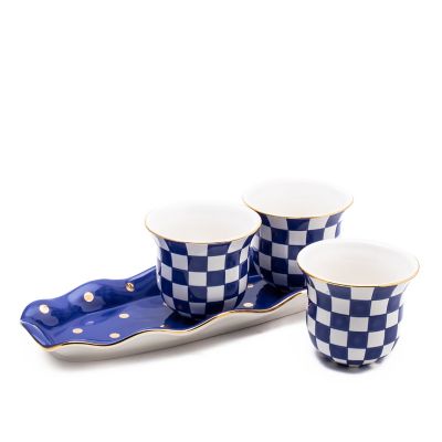 MacKenzie-Childs Blue & White Zig Zag Pot Holders – Set of 2