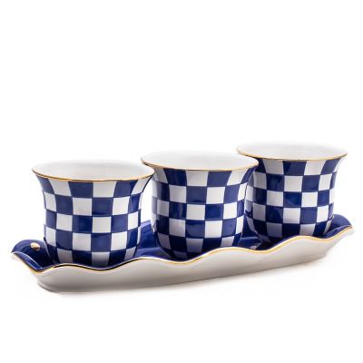 MacKenzie-Childs Blue & White Zig Zag Pot Holders – Set of 2