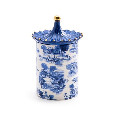 Royal Toile Lidded Cachepot mackenzie-childs Panama 0