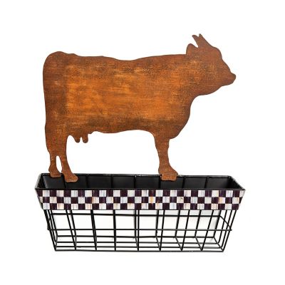 Courtly Check Cow Wall Basket mackenzie-childs Panama 0