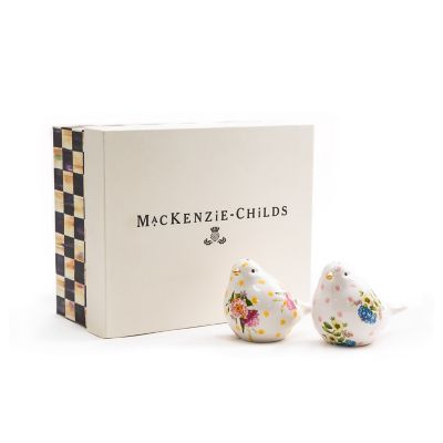 MacKenzie-Childs  Wildflowers Bird Salt & Pepper Set