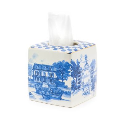 MacKenzie-Childs Flower Market Boutique Tissue Box Cover - White