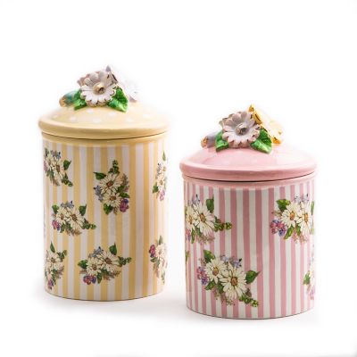 MacKenzie-Childs  Wildflowers Small Canister - Pink