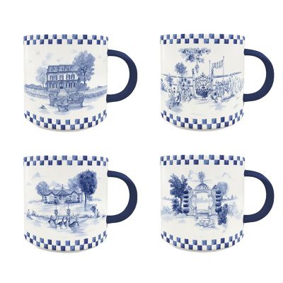 MacKenzie-Childs Royal Check Travel Cup Blue/White