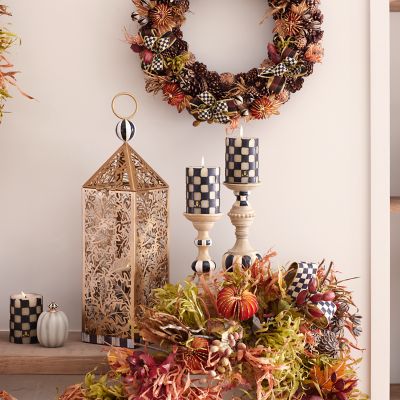 Golden Resin Pinecone Pillar Candleholder