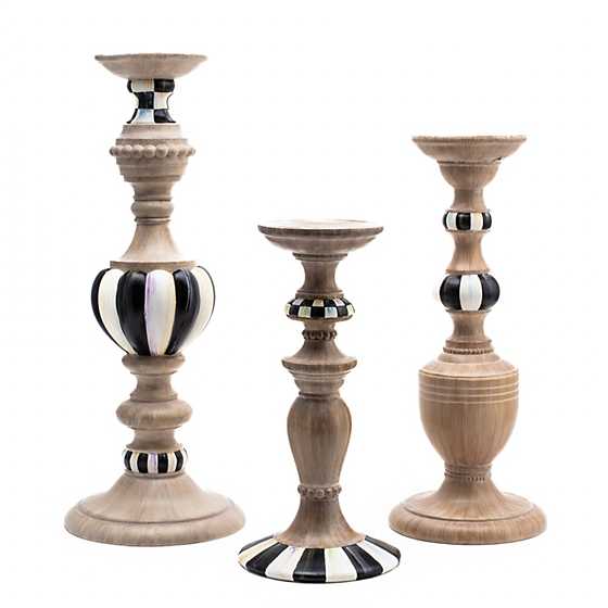 Courtly Pillar Candle Holders, Set of 3