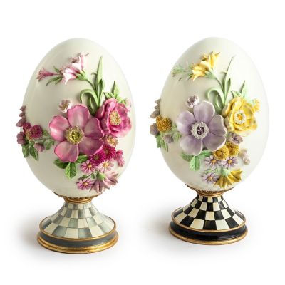 MacKenzie-Childs | Touch of Pink Floral Pedestal Egg