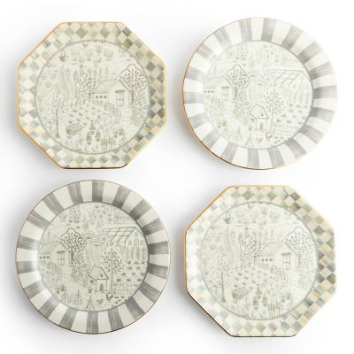 Sterling Cottage Dessert Plates,  Set of 4 mackenzie-childs Panama 0