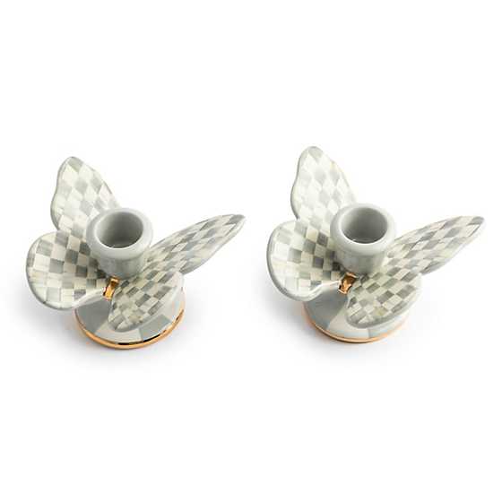 Sterling Check Butterfly Candle Holders - Set of 2 image two