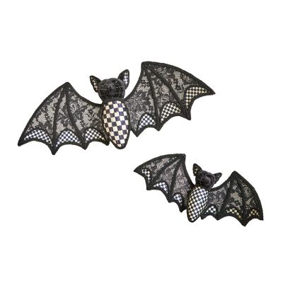 Haunted House Hanging Black Velvet & Check Bats, Set of 2 mackenzie-childs Panama 0