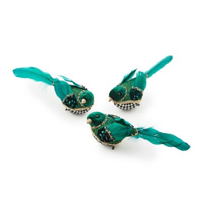 Emerald Luxe Bird Clips, Set of 3 mackenzie-childs Panama 0