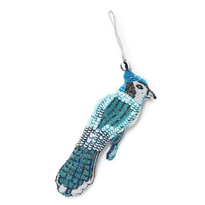 Blue Jay Bird Beaded Ornament mackenzie-childs Panama 0