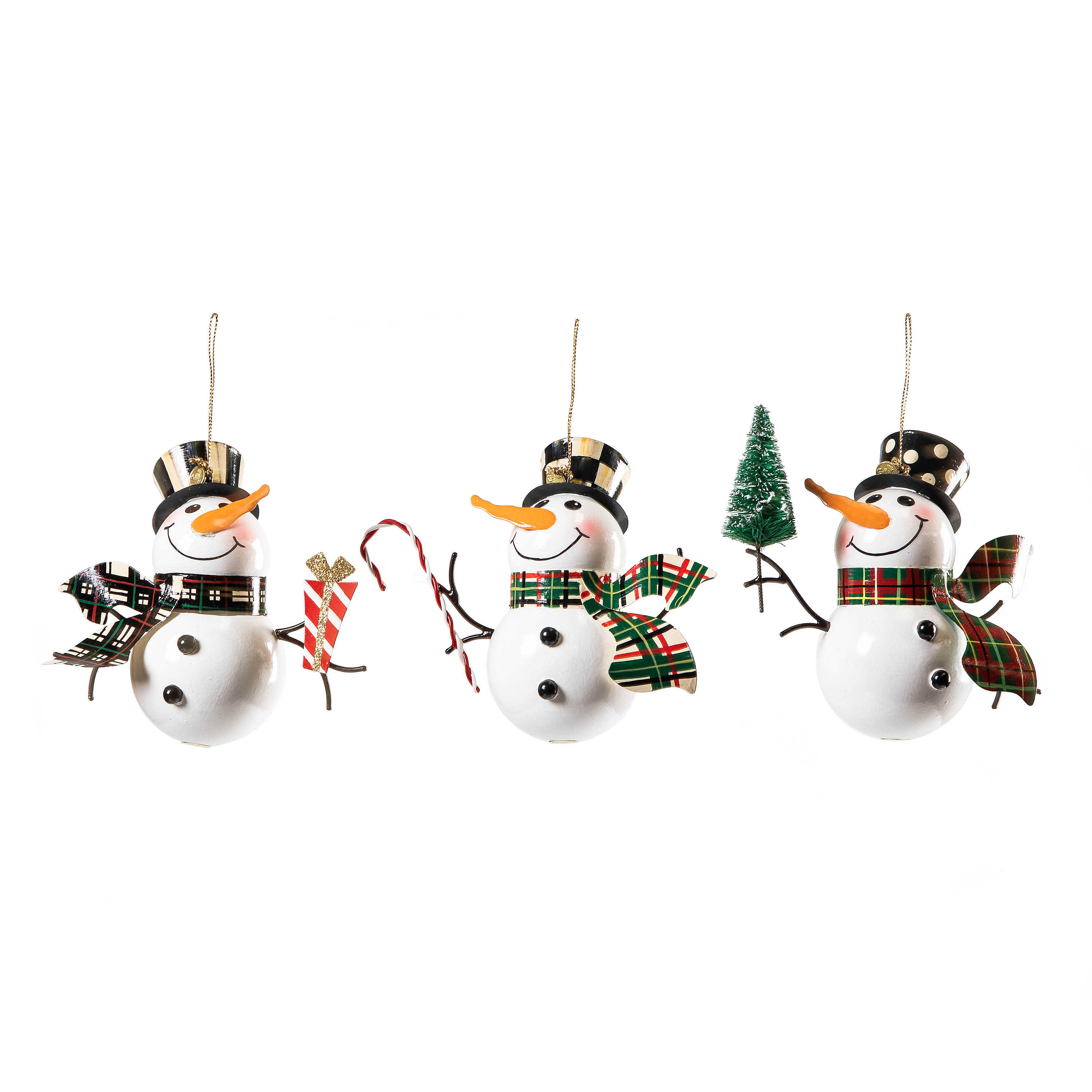Tartastic Snowman Ornaments, Set of 3 mackenzie-childs Panama 0