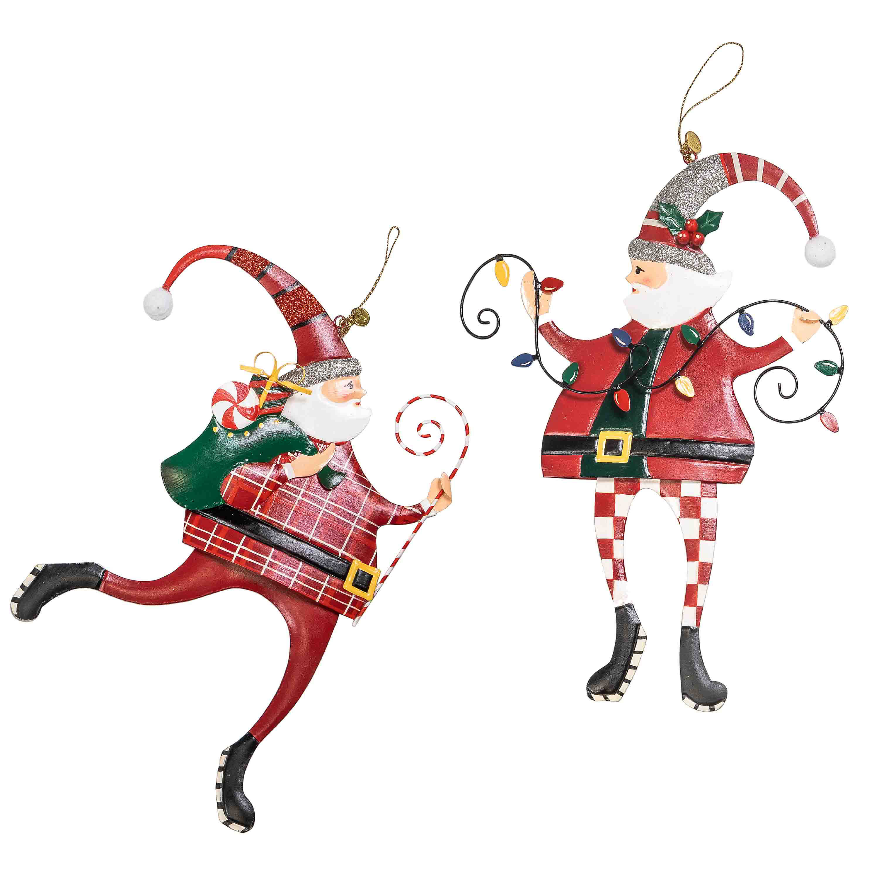 Trim A Tree Santa Ornaments, Set of 2 mackenzie-childs Panama 0