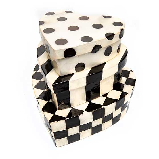 Large~Black Valentines Gift Box Mackenzie-Childs Black & White Heart Ornament 
