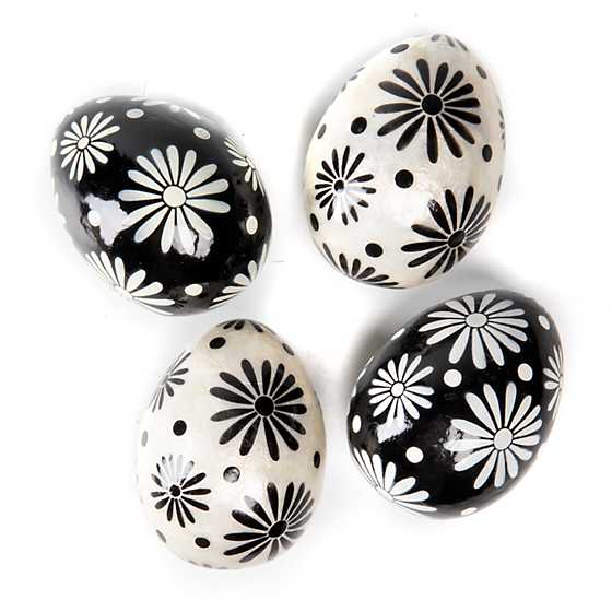 Black & White Daisy Capiz Eggs - Set of 4 image three