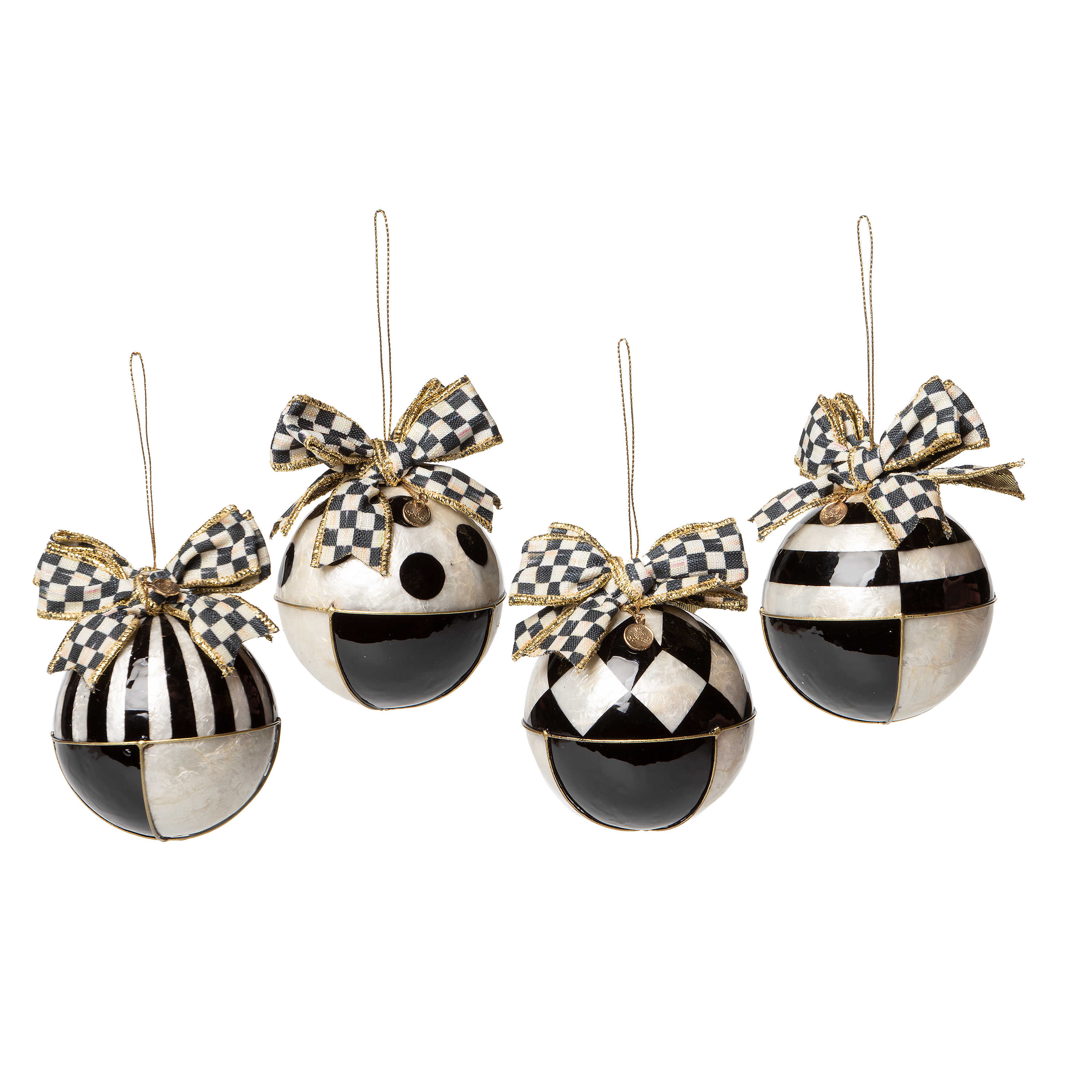 Checkmate Geo Capiz Ball Ornaments - Set of 4 mackenzie-childs Panama 0