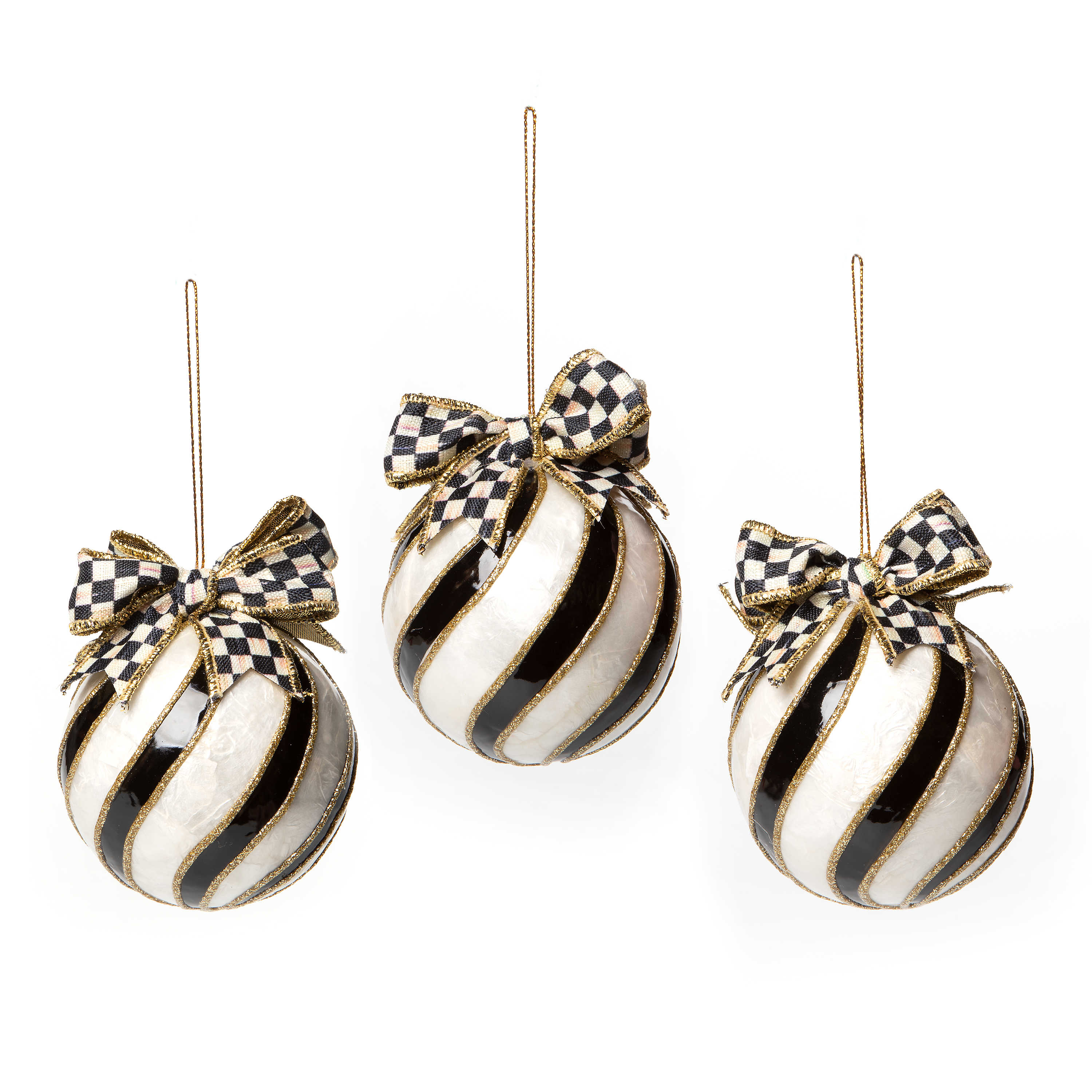 Striped Swirl Capiz Ornaments - Set of 3 mackenzie-childs Panama 0