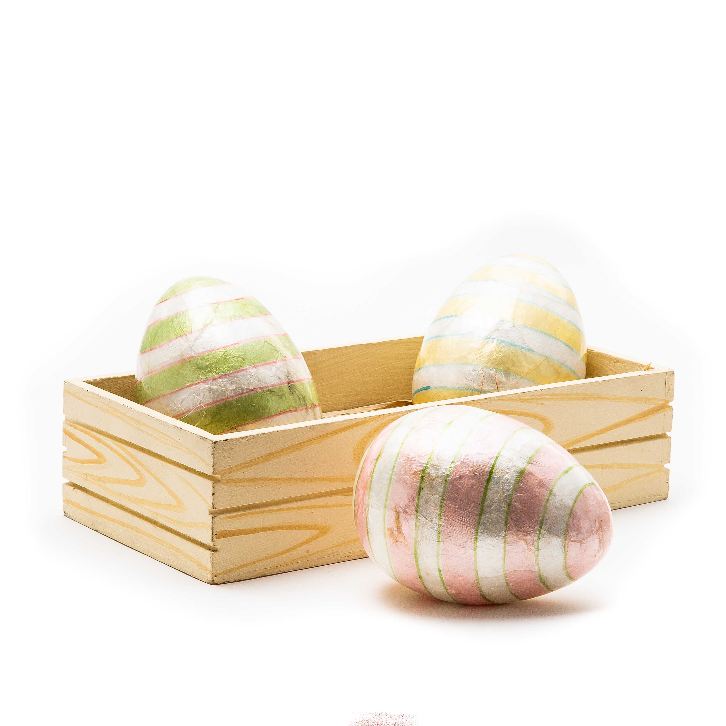 Rose Garden Stripe Eggs - Set of 3 mackenzie-childs Panama 0