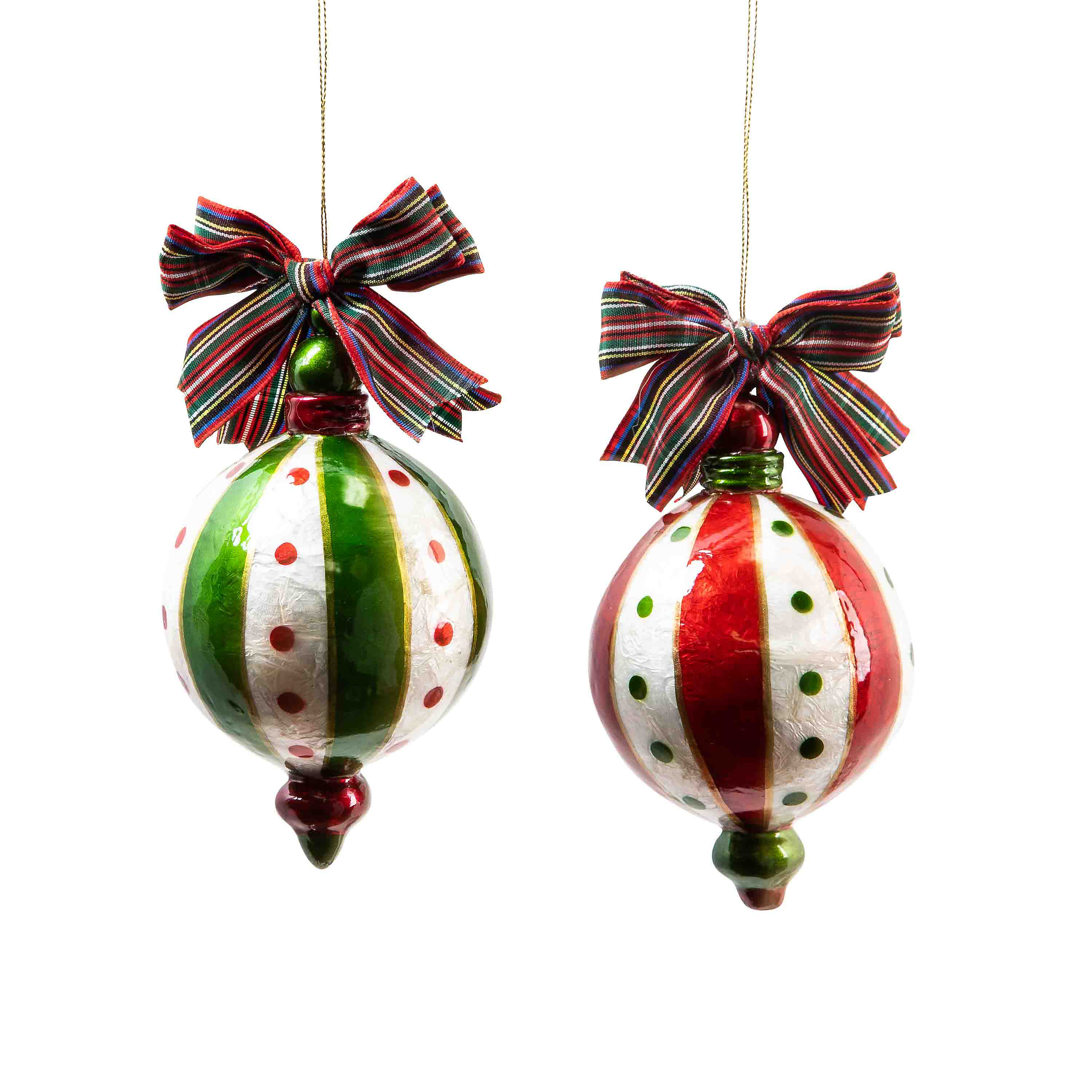 Merry Capiz Drop Ornaments - Set of 2 mackenzie-childs Panama 0