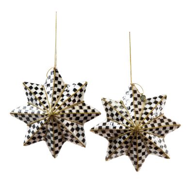 Courtly Check Capiz Star Ornaments, Set of 2 mackenzie-childs Panama 0